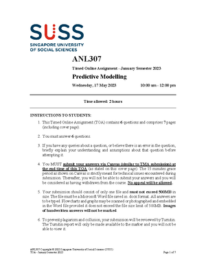 ANL307 Group-Based Assignment - ANL Predictive Modelling Group-based ...