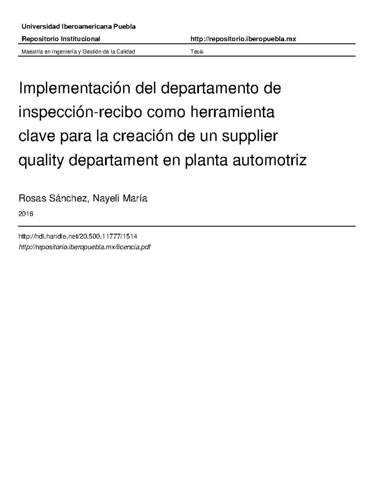 Implementación del Departamento de Inspección Incoming para Calidad ...