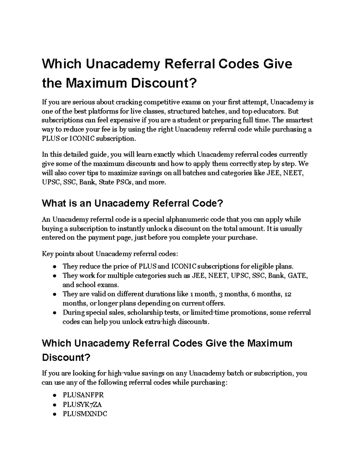 Maximizing Discounts with Unacademy Referral Codes: A Guide - Studocu