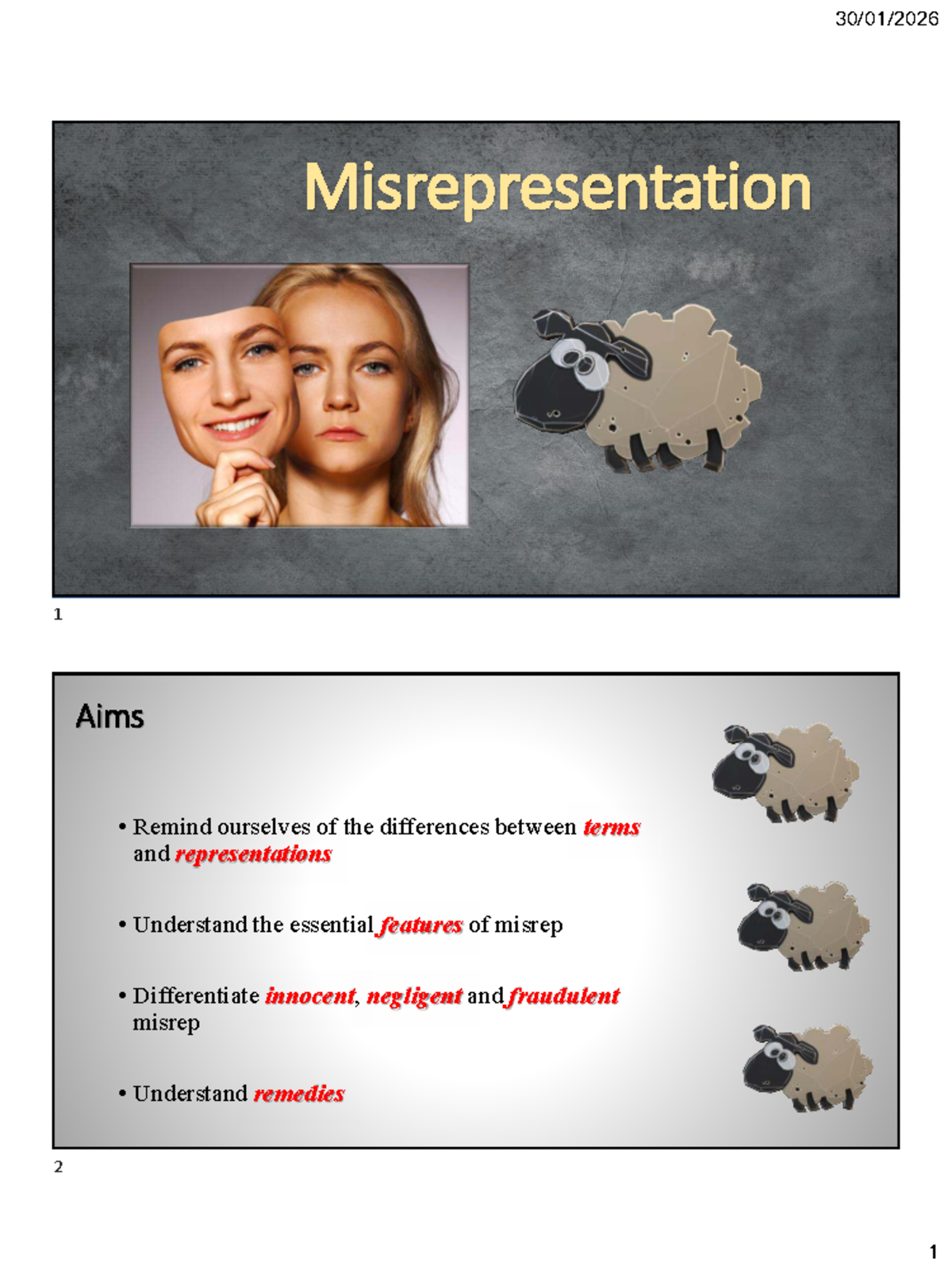 Misrepresentation Overview: Key Concepts & Legal Framework (Course Code ...