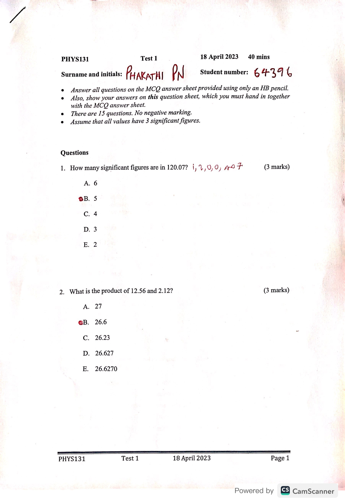 Test 1 mechanics 2023 Solutions (10) - PHYS 131 - Studocu