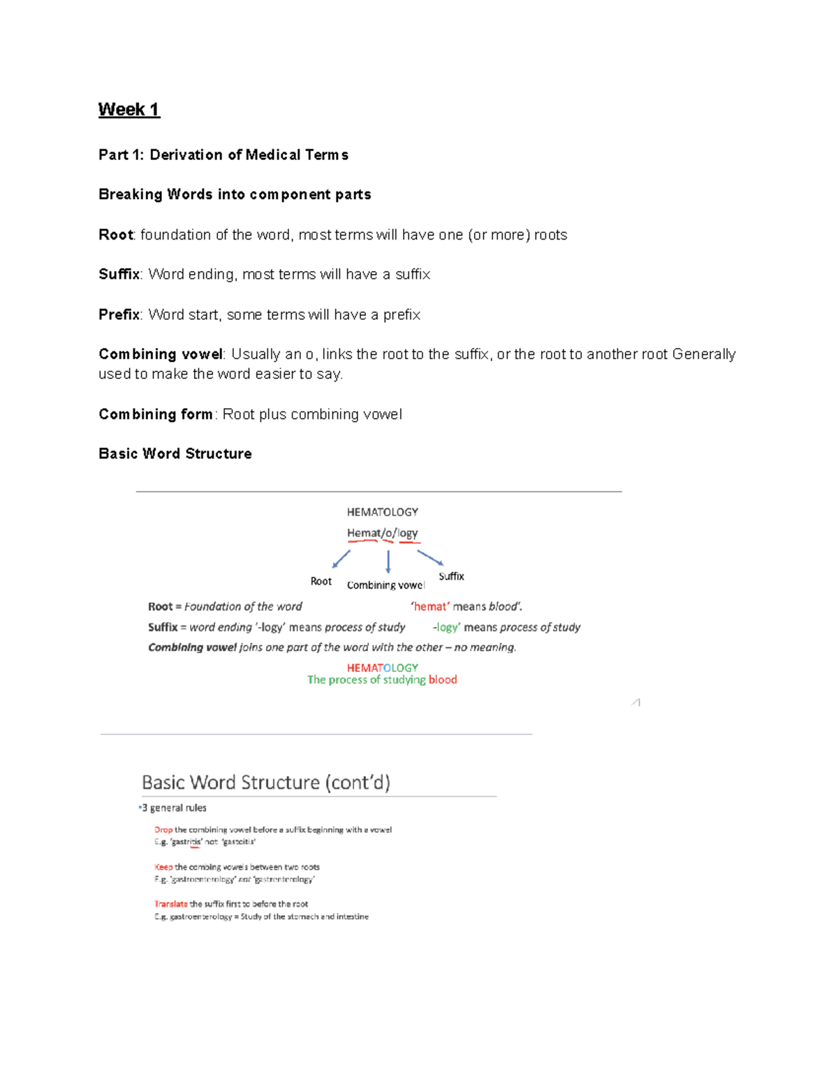 Biomedical Science Notes: Week 1-3 Terminology Overview - Studocu