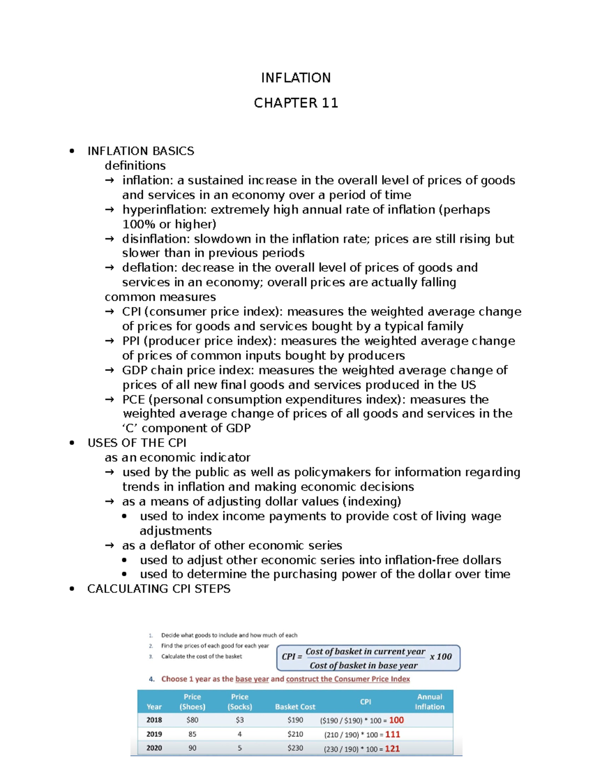 CH 11 Inflation Overview and Key Concepts - Dr. Kenneth Baker - Studocu