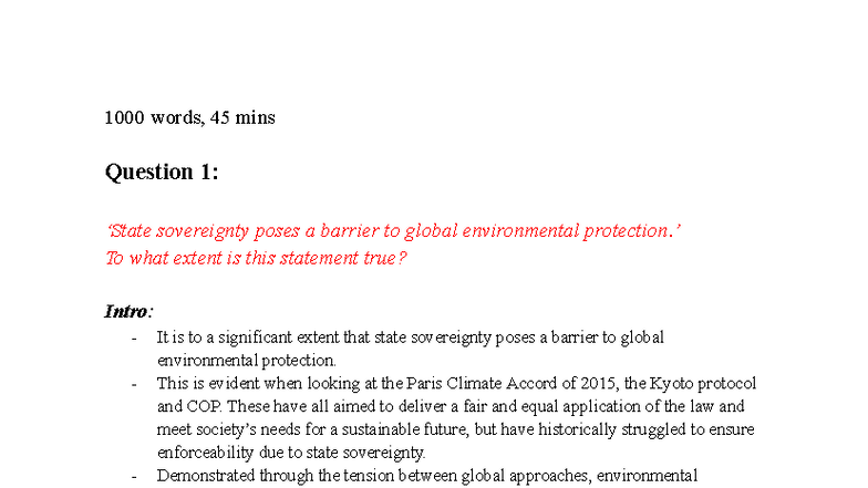 AT3 GEP Essay: The Impact of State Sovereignty on Global Environmental ...