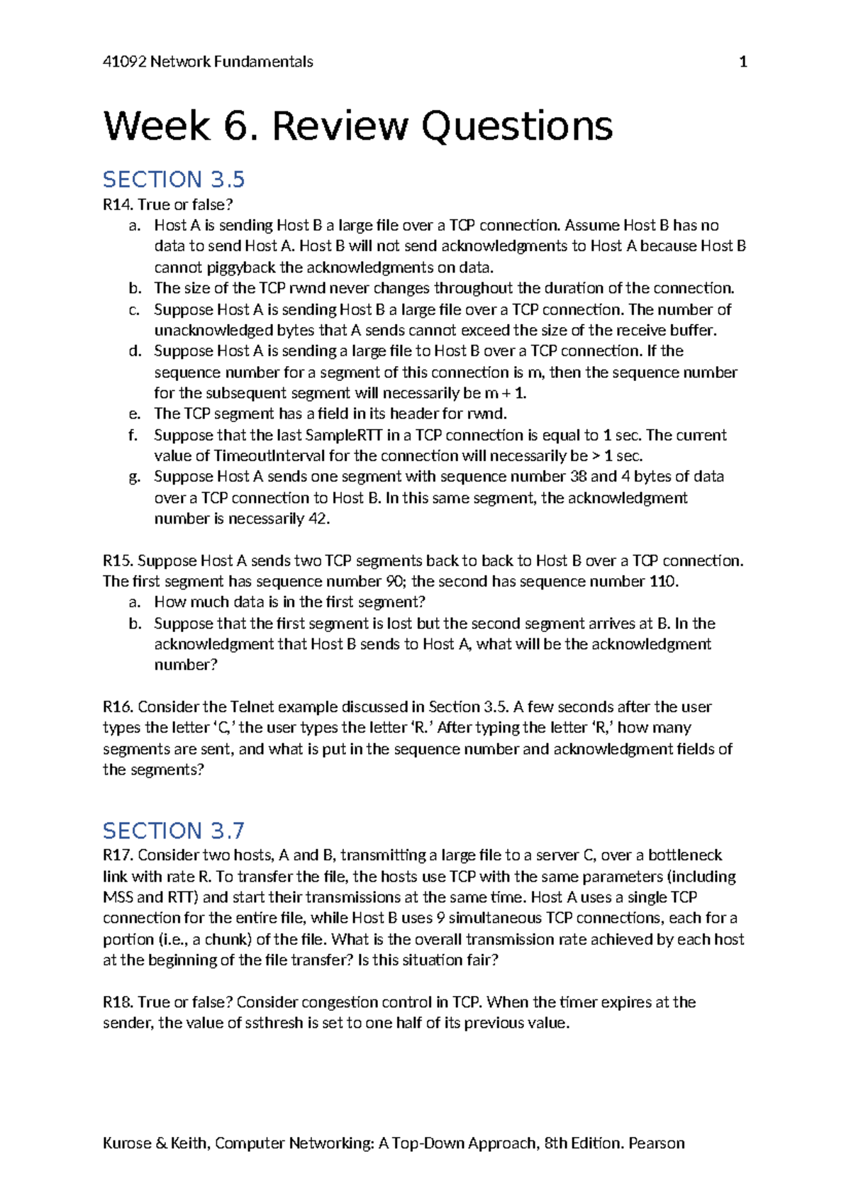 Week 6 Review Questions - Network Fundamentals (Course 41092) - Studocu