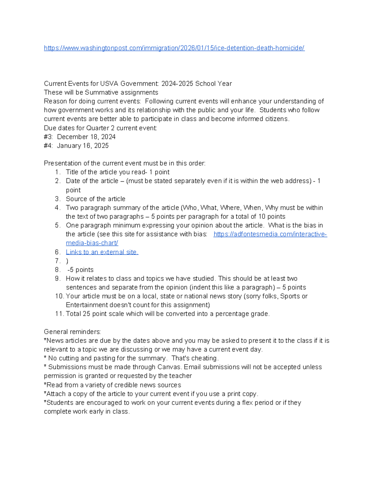 Current Events Summative Assignments for USVA Government - Studocu