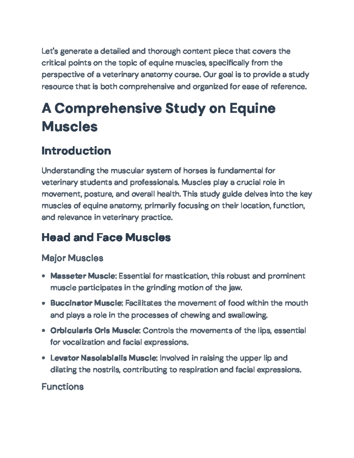 Comprehensive Study of Equine Muscles for Veterinary Anatomy (Course ...