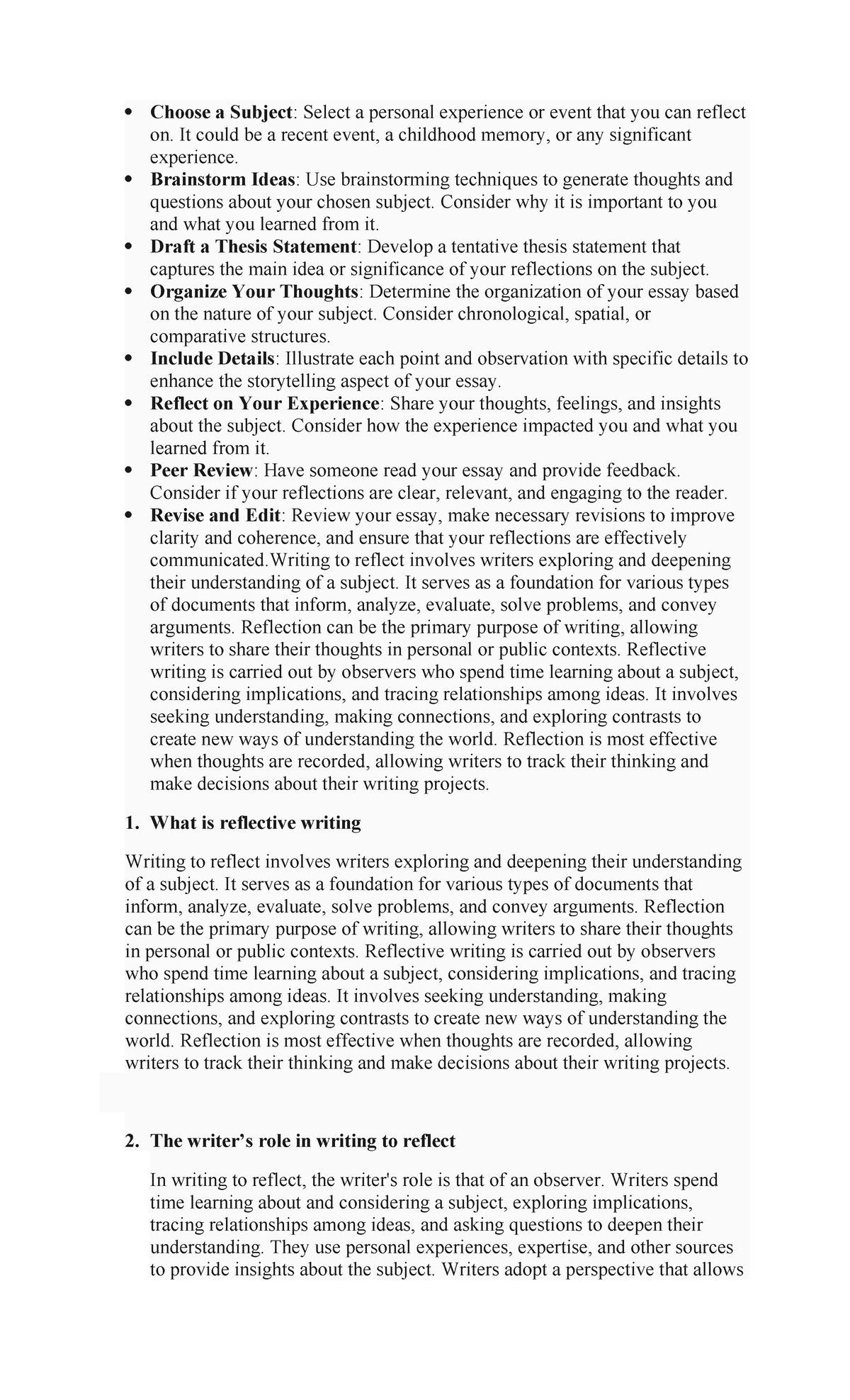 Reflective Writing Summary: Exploring Personal Experiences and Insights ...