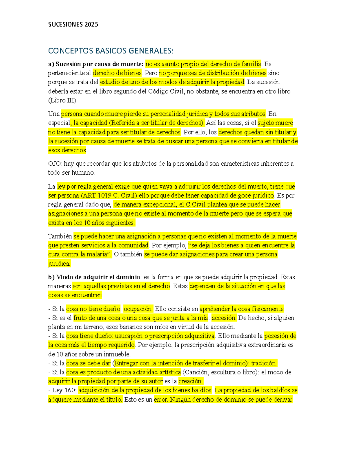 SUCESIONES 2025: CONCEPTOS BÁSICOS Y ELEMENTOS CLAVE - Document Preview