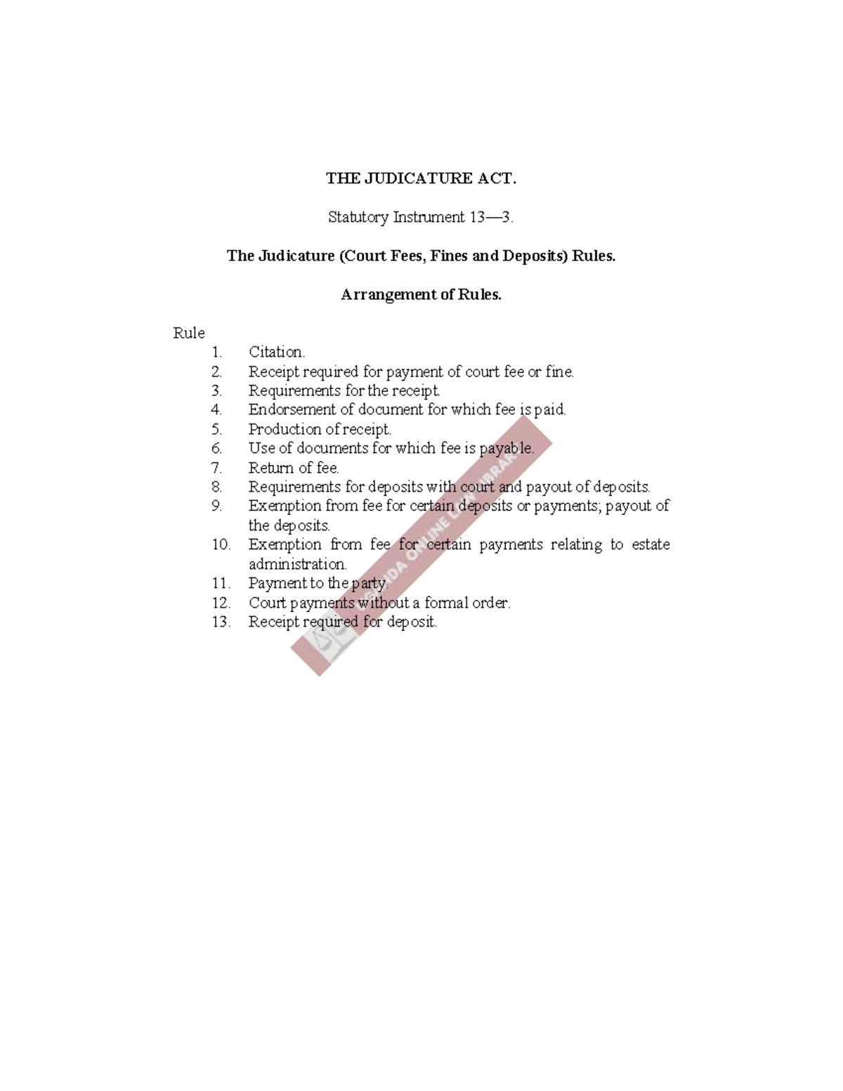 Judicature (Court Fees, Fines & Deposits) Rules Overview - Studocu