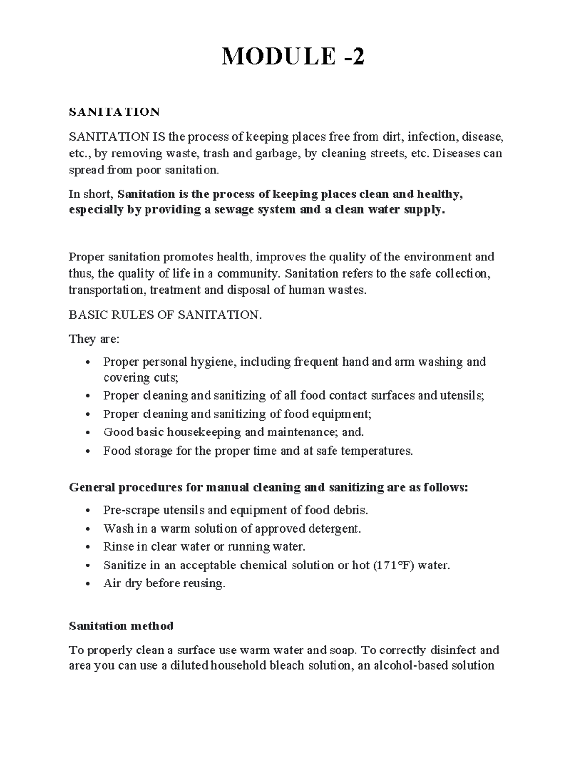 PHS 4 - Lecture Notes on Sanitation and Microbial Growth Factors - Studocu