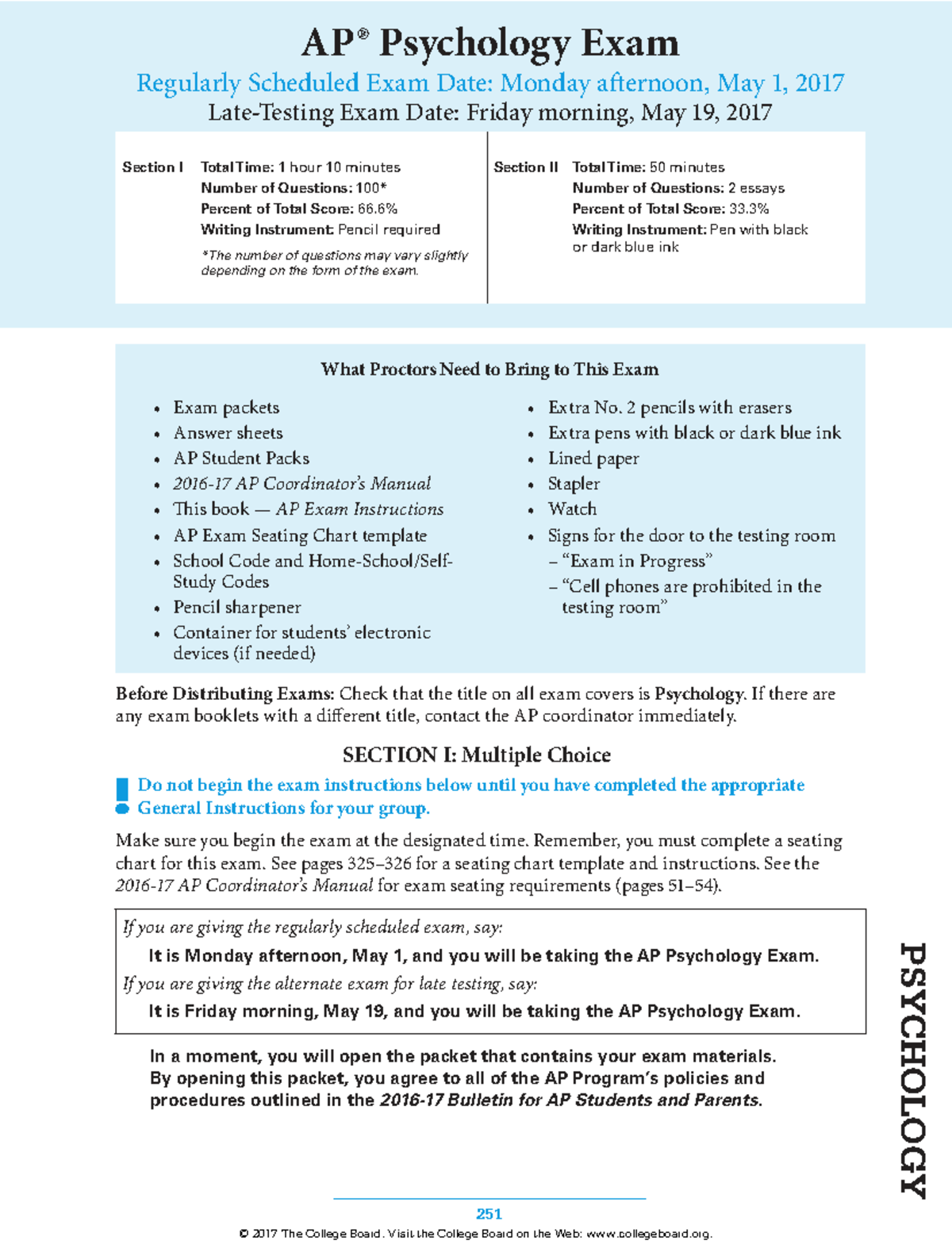 AP Psychology Exam Instructions and Guidelines - Studocu