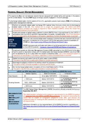 2021 VGP Checklist Rev 0 - COMPLIANCE WITH EPA VESSEL GENERAL PERMIT ...