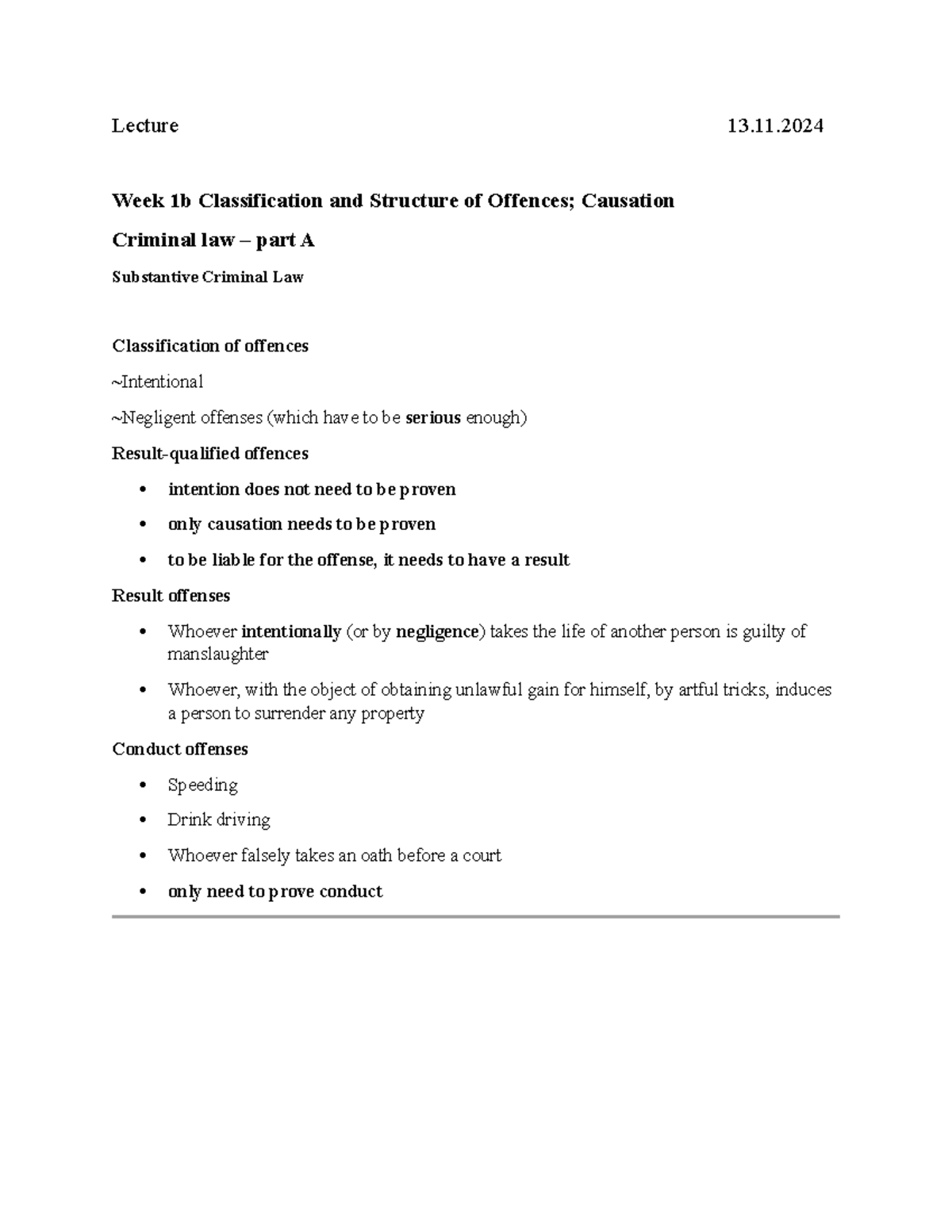 Criminal Law (LAW101) Lecture 13: Classification of Offences ...
