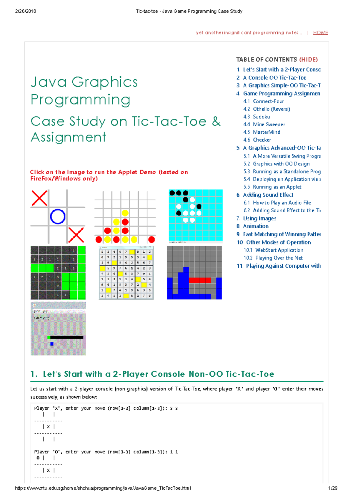 Tic-Tac-Toe Java Programming Case Study: OO Design & Implementation ...