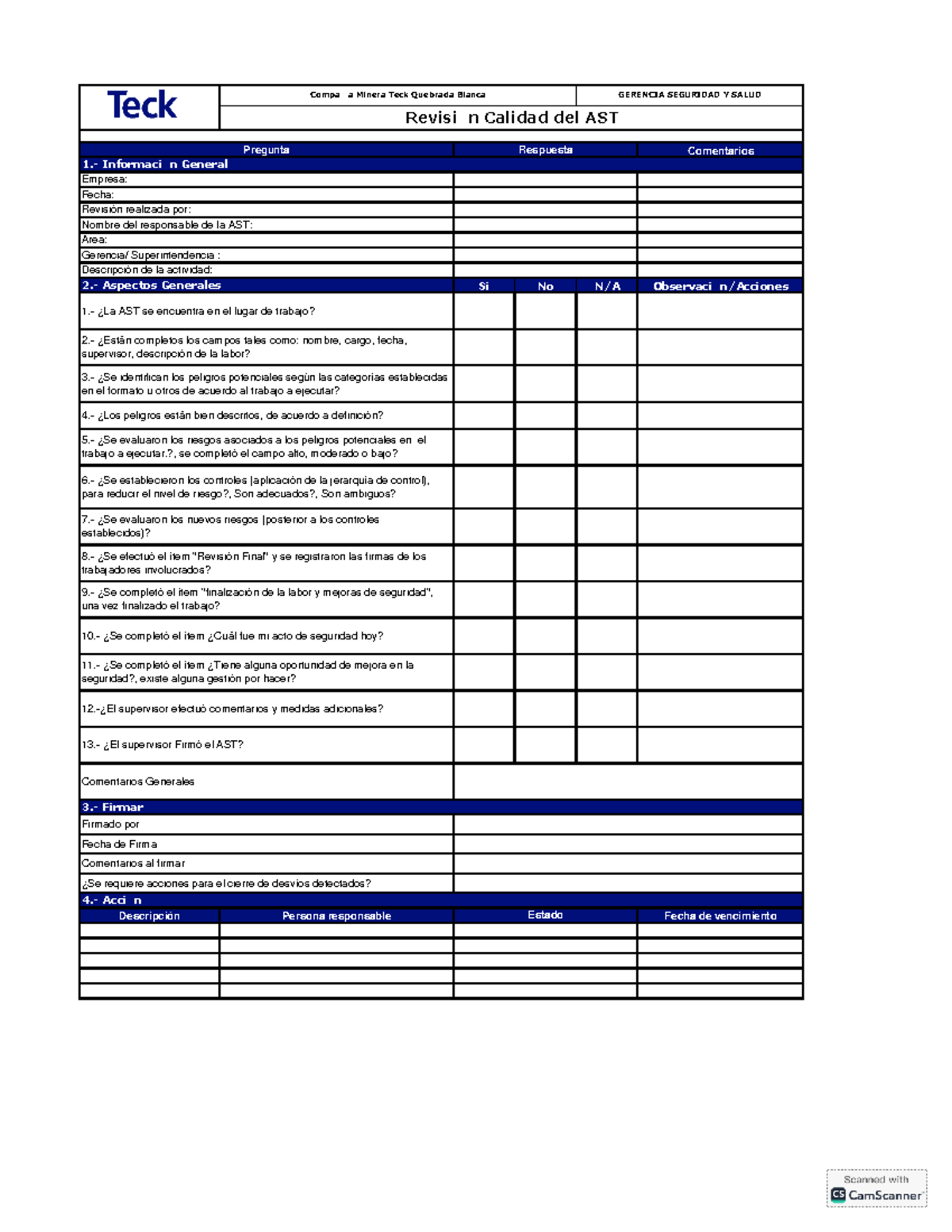 Revisión de Calidad del AST - Formato Actualizado y Procedimientos ...