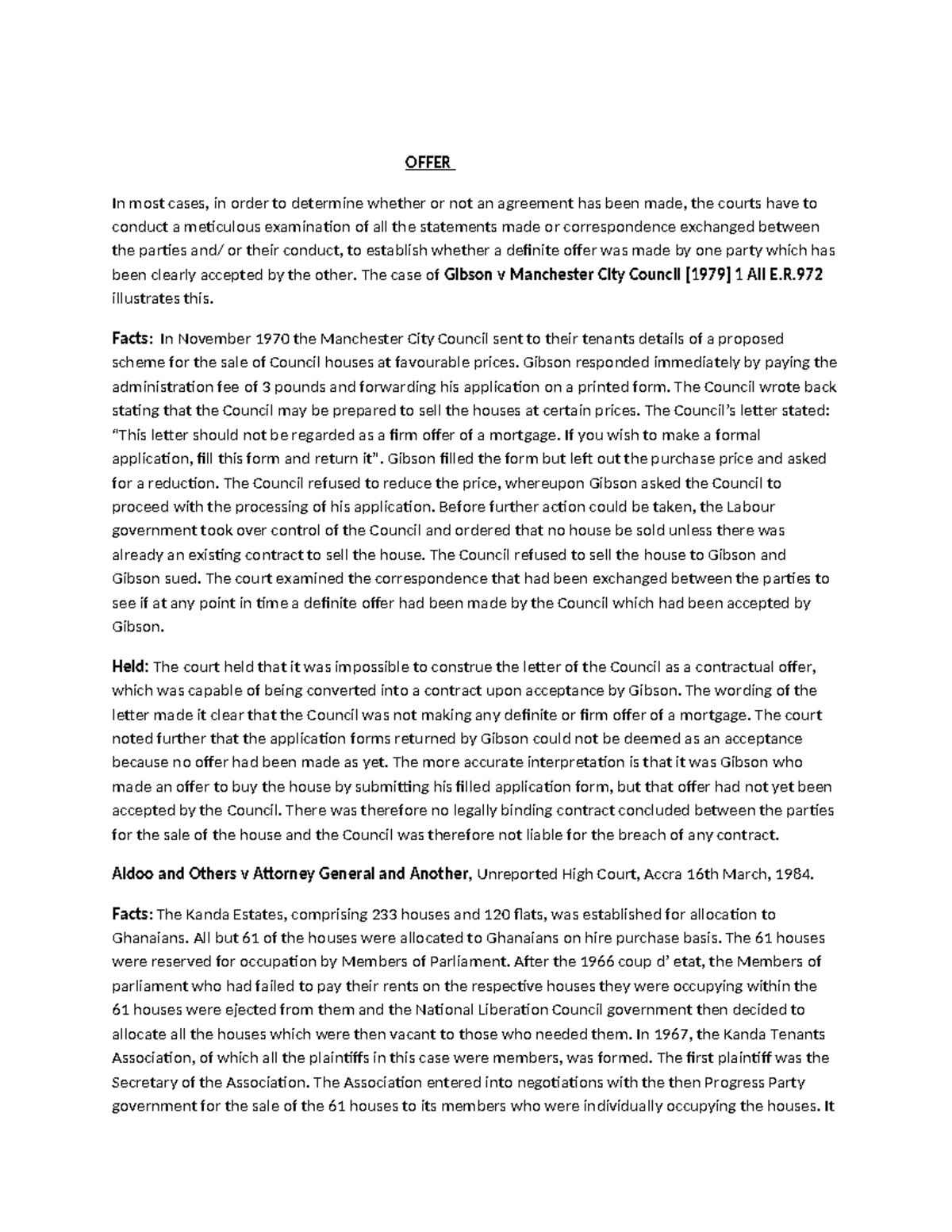 Contract Law: Understanding Offers & Acceptance - Summary - Studocu