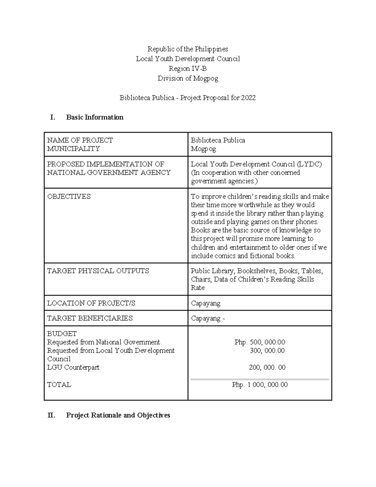 Biblioteca Publica Project Proposal for Local Youth Development (2022 ...