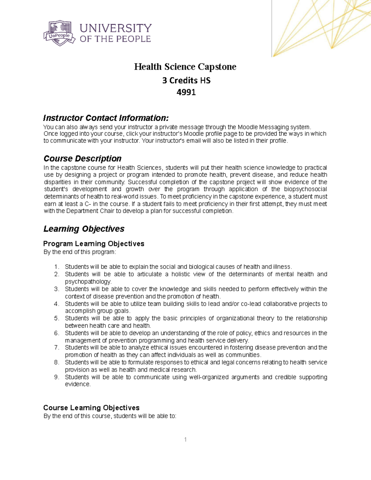 HS 4991 Health Science Capstone Project Overview and Guidelines - Studocu