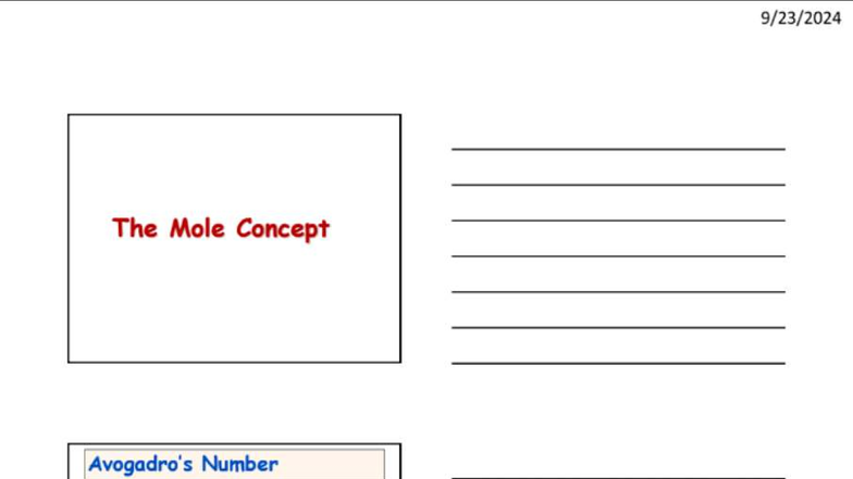 Mole Concept and Stoichiometry: Key Calculations and Principles (CHEM ...