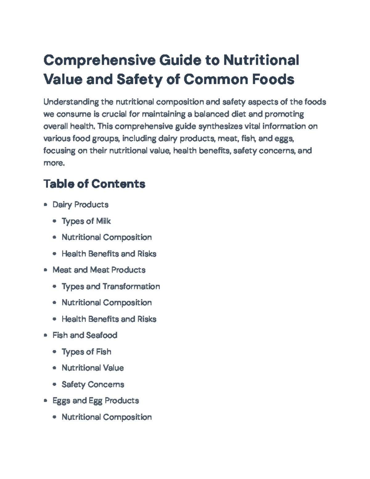 Comprehensive Guide on Nutritional Value & Safety of Common Foods ...