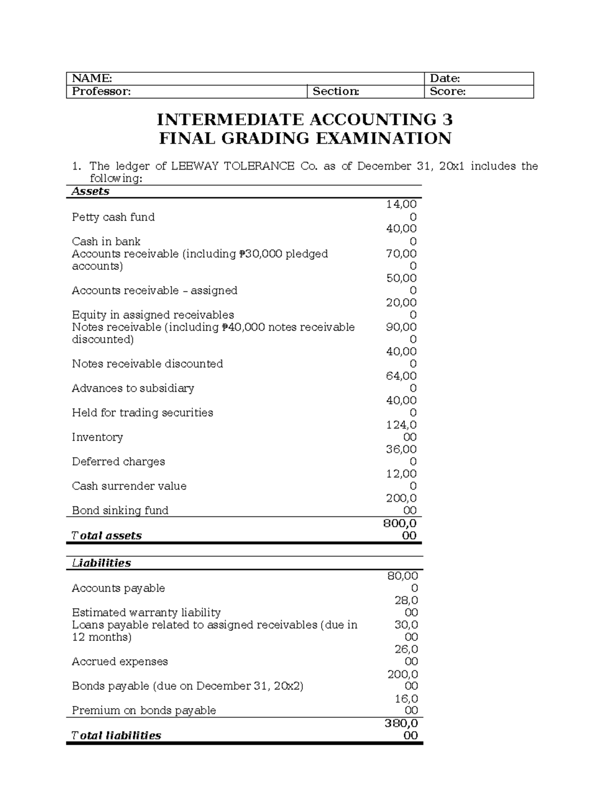 INTERMEDIATE ACCOUNTING 3 FINAL EXAMINATION REVIEW NOTES - Studocu