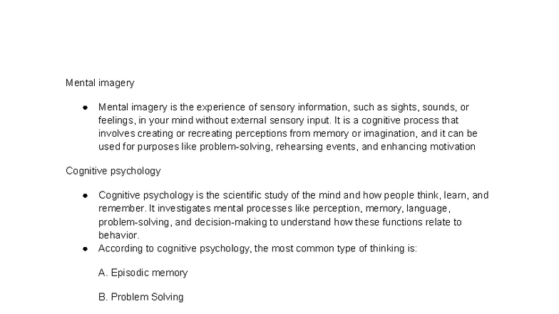 Psychology PSY101 Final Exam Review: Key Concepts & Theories - Studocu