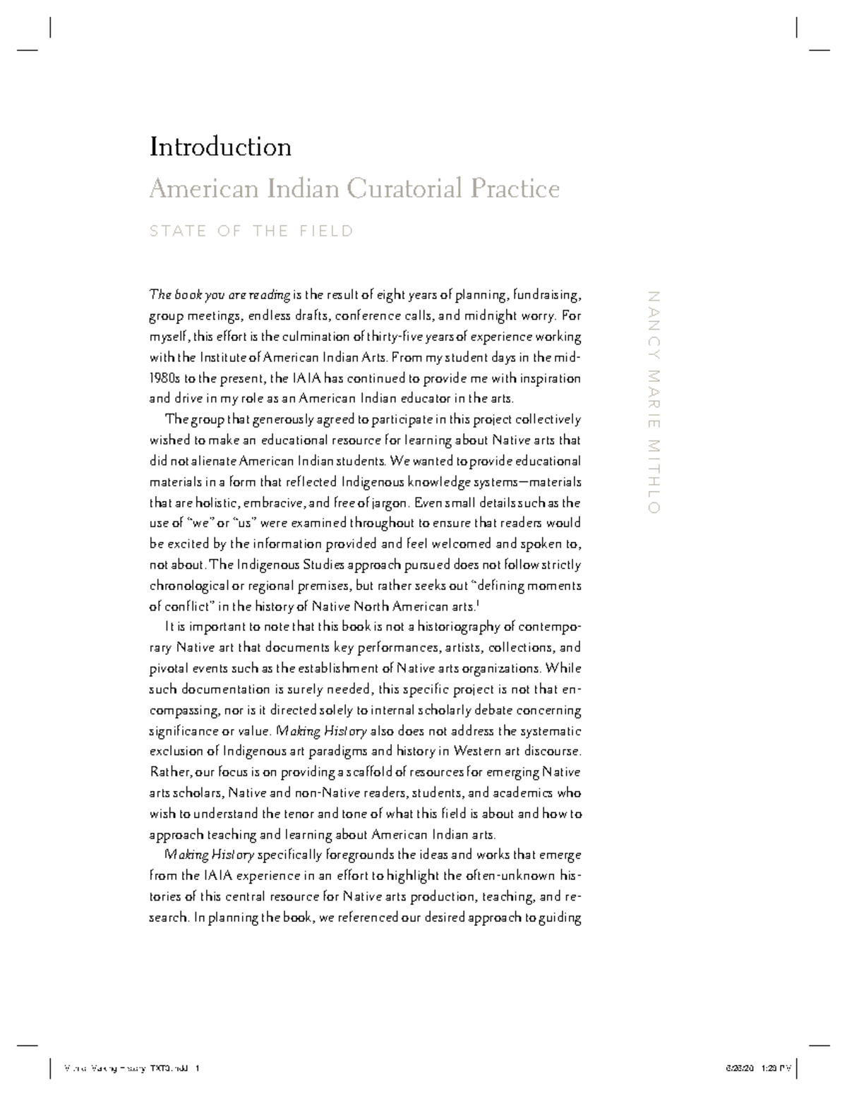 American Indian Curatorial Practice: Making History at IAIA - Studocu