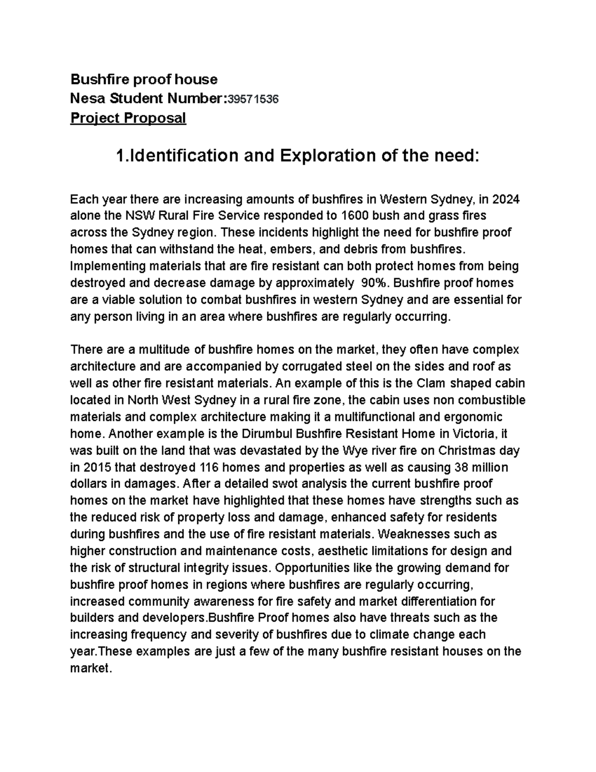 Bushfire Proof House Proposal: Design for Western Sydney (NESA) - Studocu