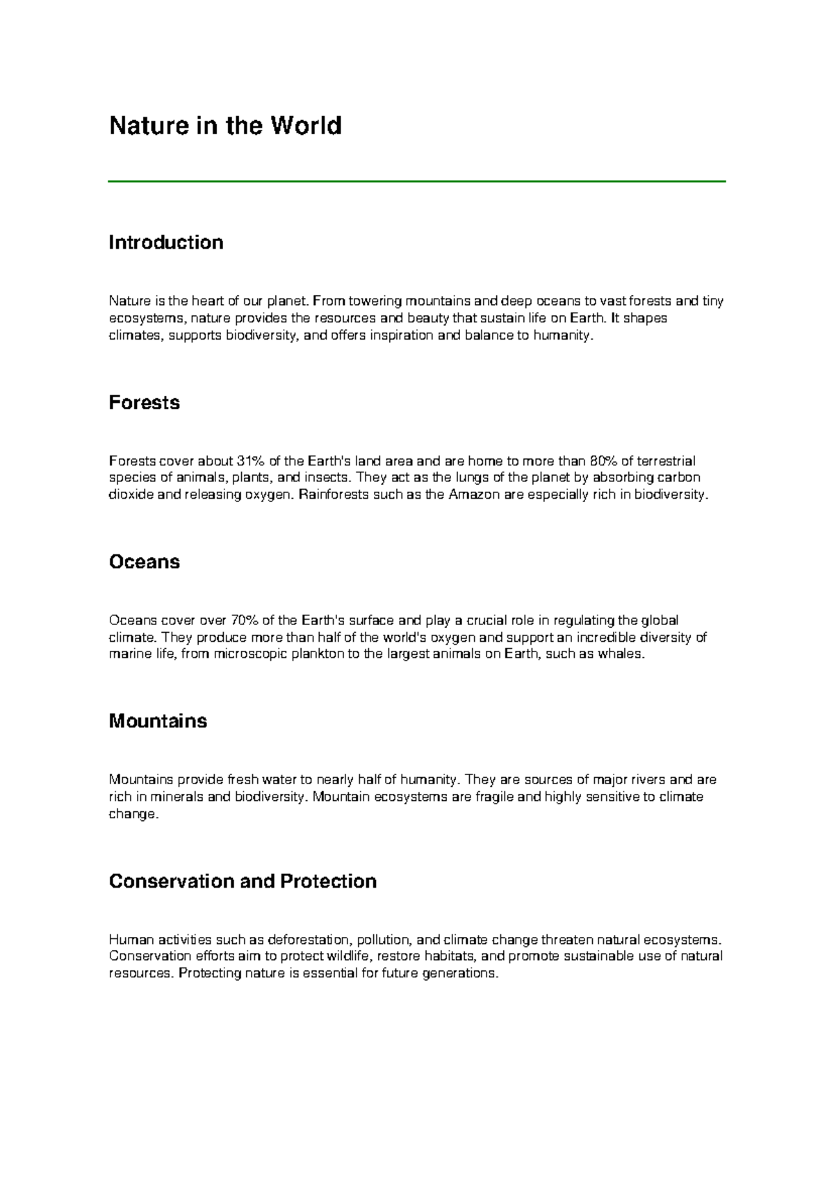 Nature in the World: An Introduction to Ecosystems and Conservation ...