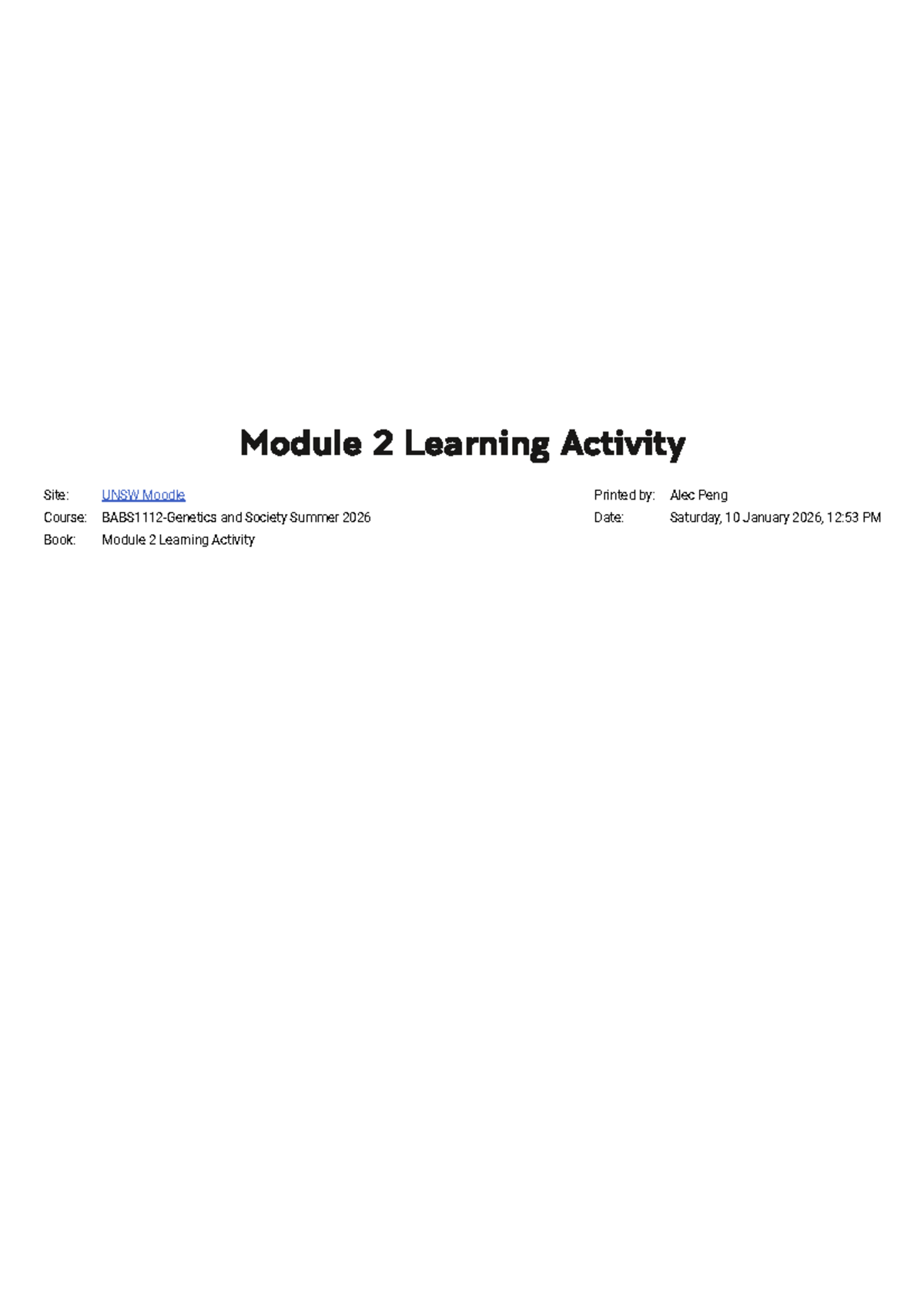 Module 2 Learning Activity: Genetic Variants and Mutations at UNSW ...