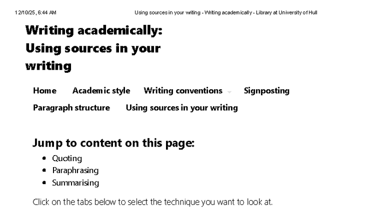 Using Sources in Academic Writing: A Guide from UoH Library - Studocu