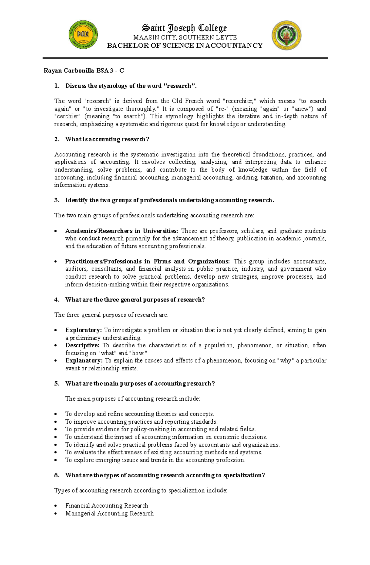 BSA 3 C Research Paper: Understanding Accounting Research and Its ...