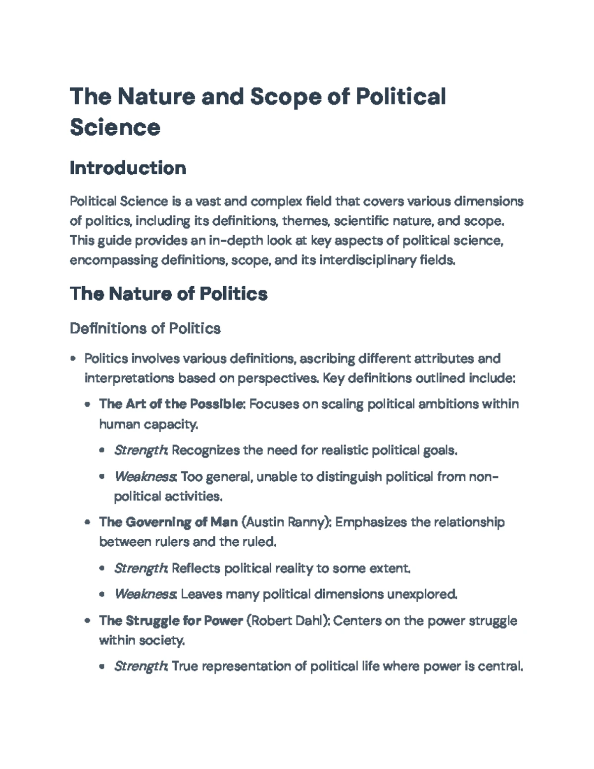 Nature and Scope of Political Science Overview (PSC 101) - The Nature ...