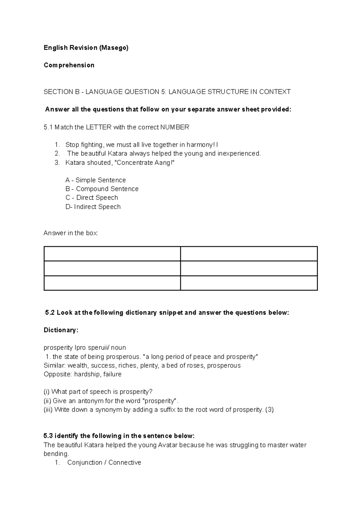 English Revision Notes for Language Structure & Comprehension (ENG203 ...