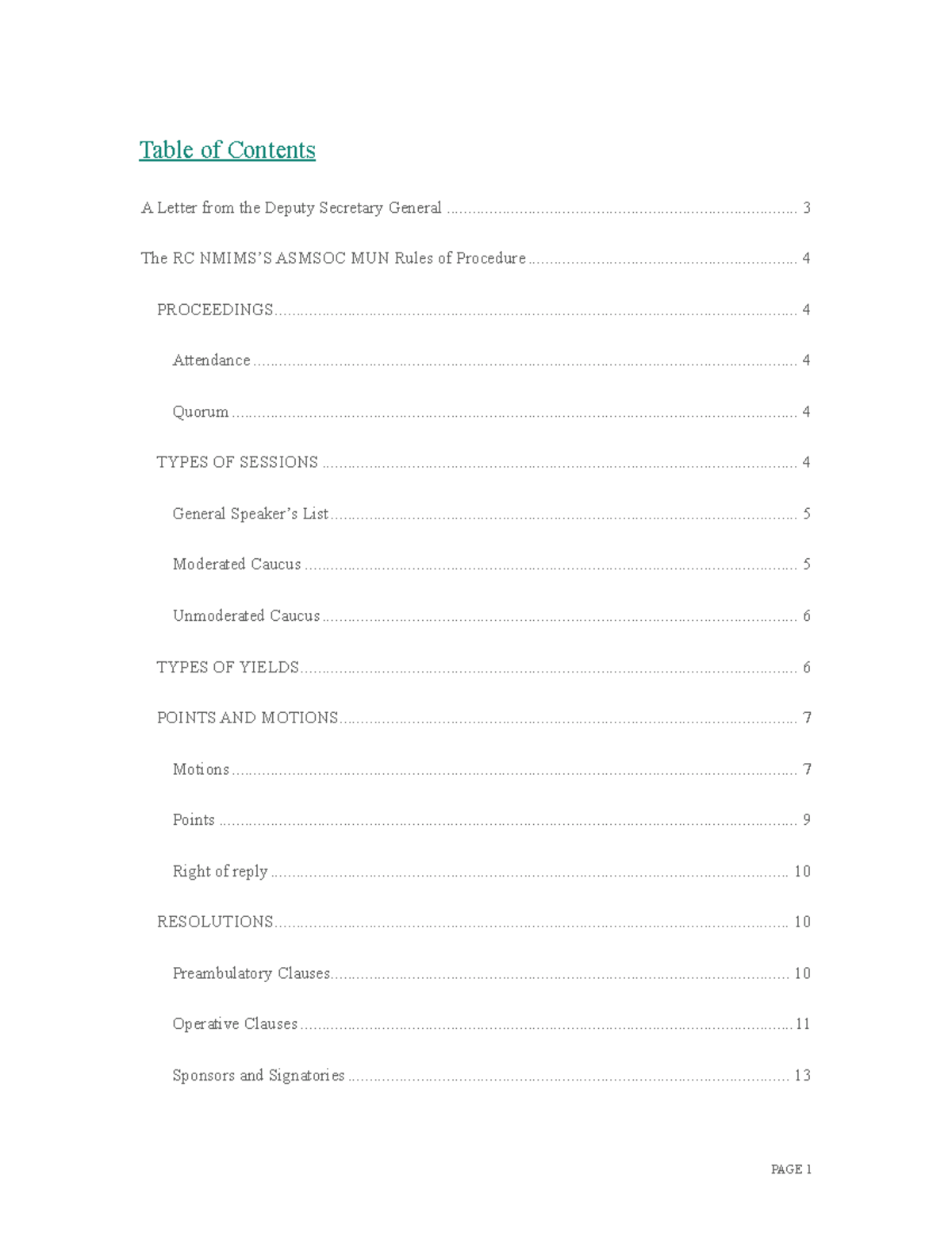 RC ASMSOC MUN Rules of Procedure: Comprehensive Guide - Studocu