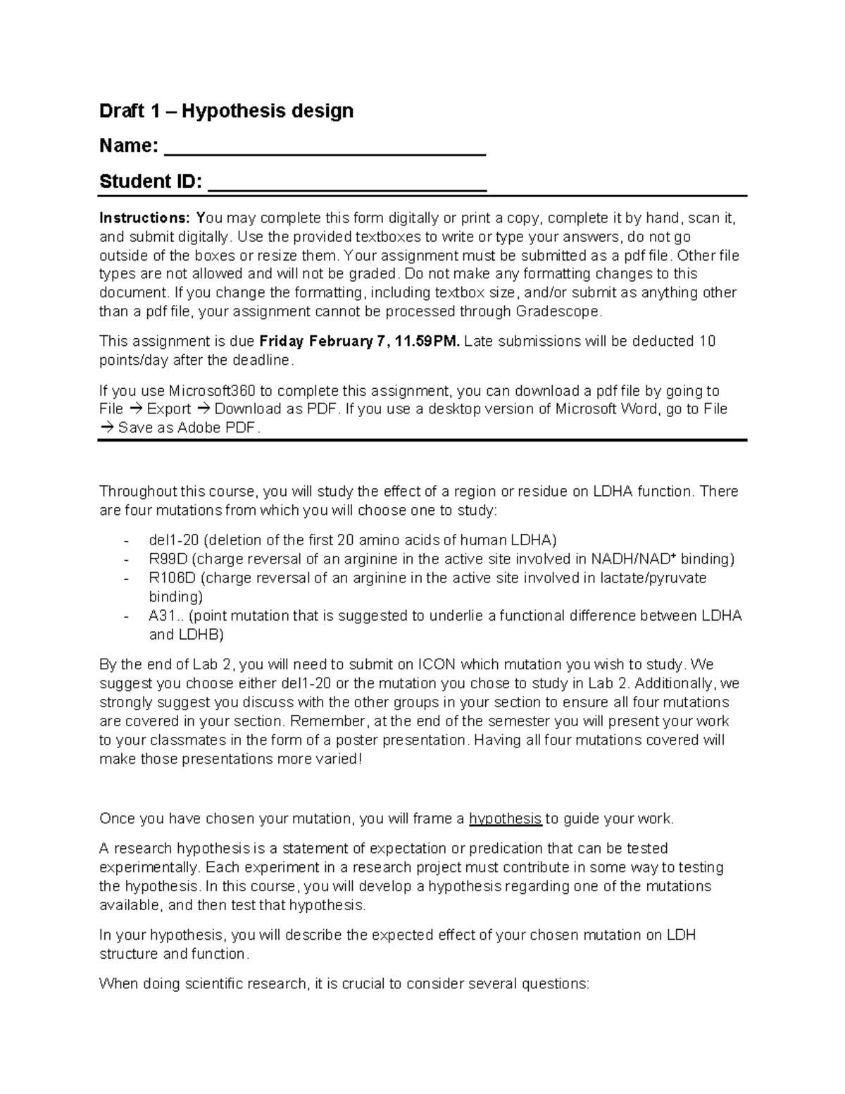 Post-Lab Assignment 1: Lab 1 Protocol and Experiment Analysis - Studocu