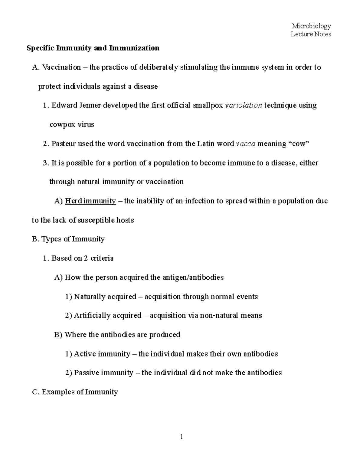 2021-Microbiology-Lecture-Notes-Specific Immunity and Immunization ...