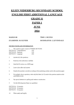 FET English (FAL) SBA Exemplar Booklet for Grades 10-12 - Studocu