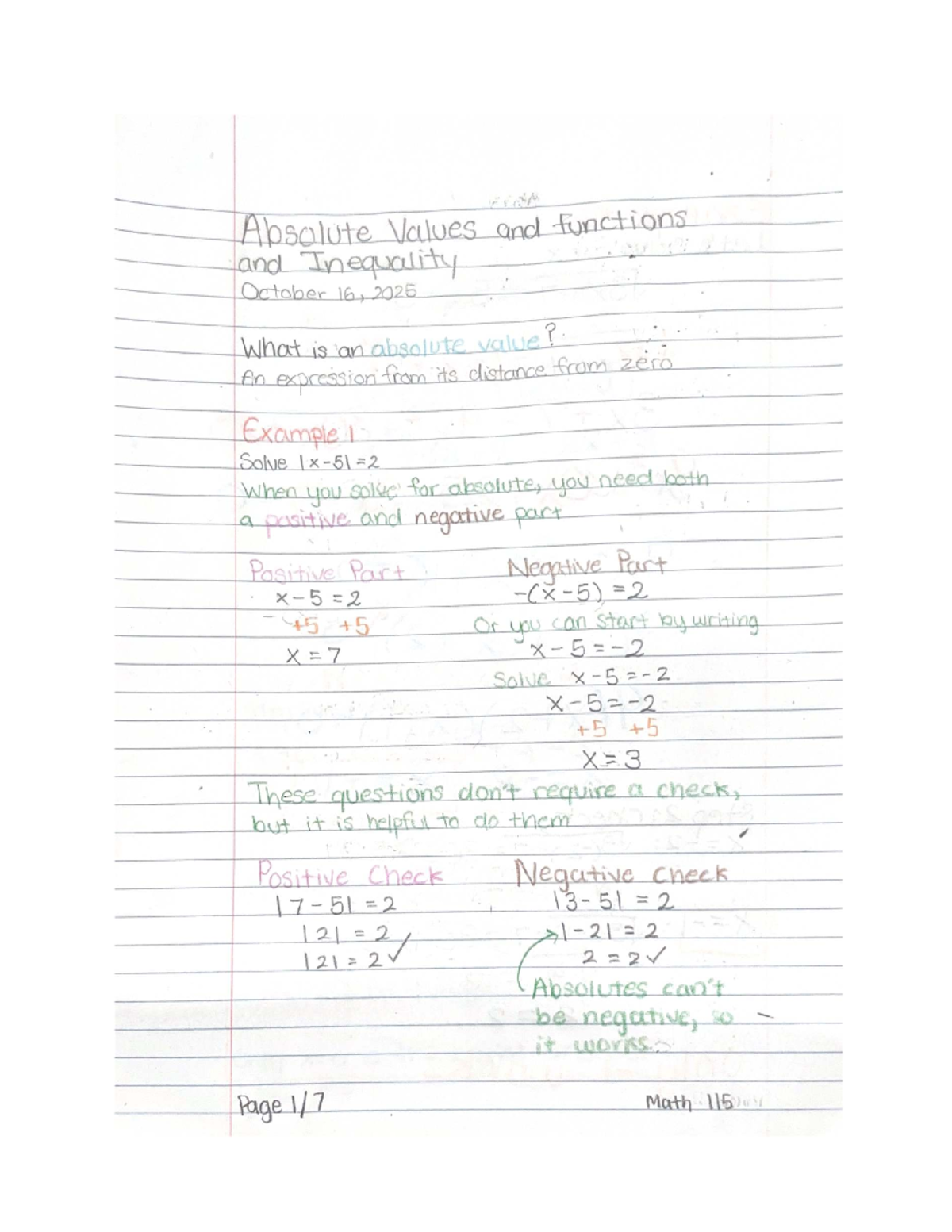 Math 115: Absolute Value Functions & Inequalities Notes - Studocu