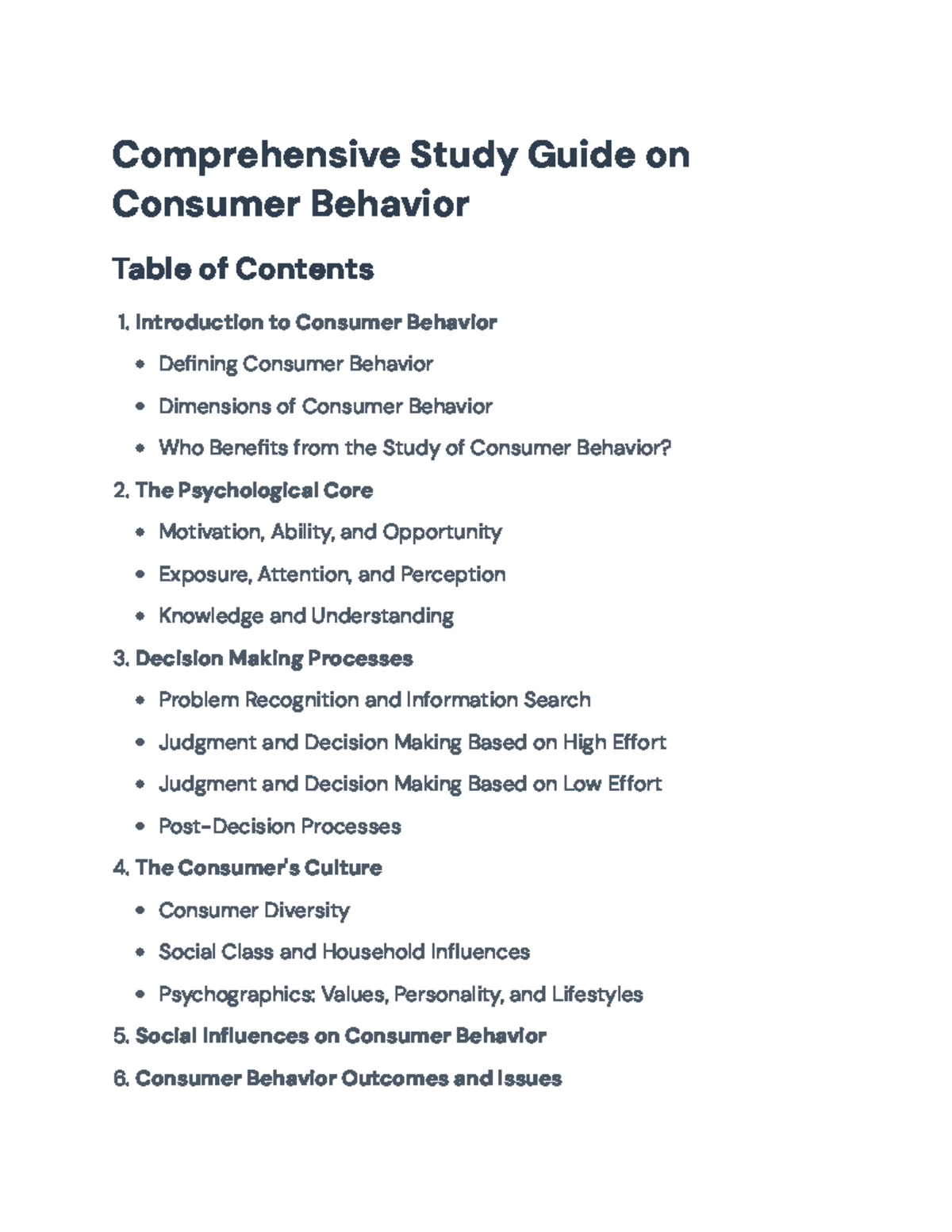 Consumer Behavior Study Guide (Course Code: CB101) - Comprehensive ...