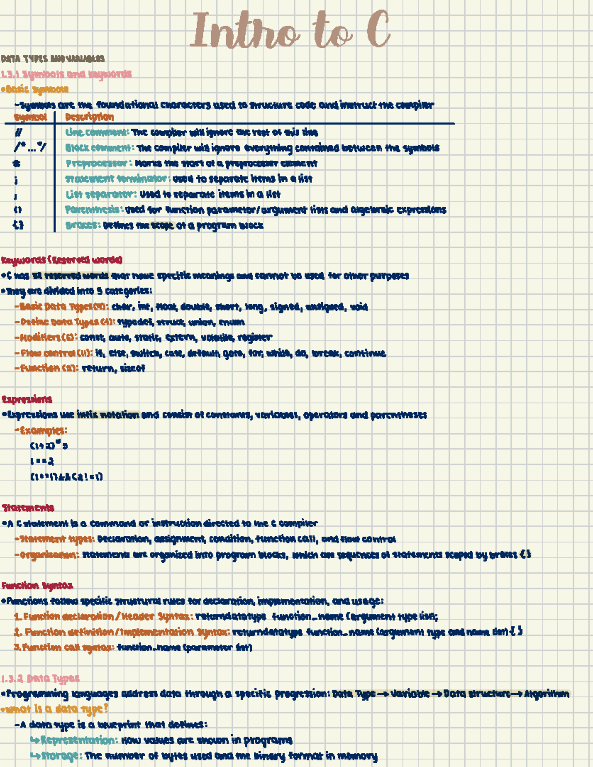 Lecture 1.3 - Intro to C: Data Types and Variables Overview - Studocu