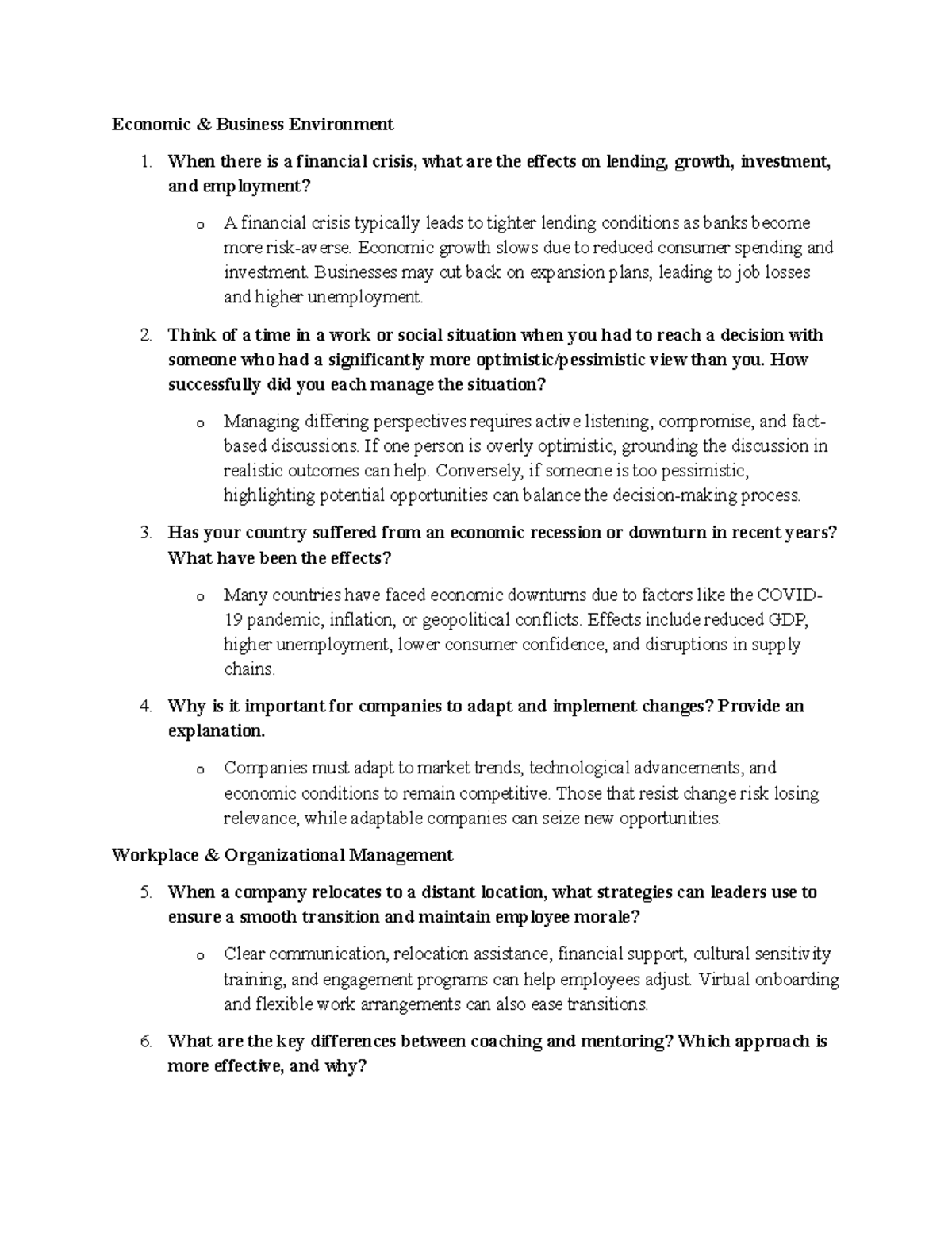 Speaking ENM402 - Economic and Business Environment Analysis - Studocu