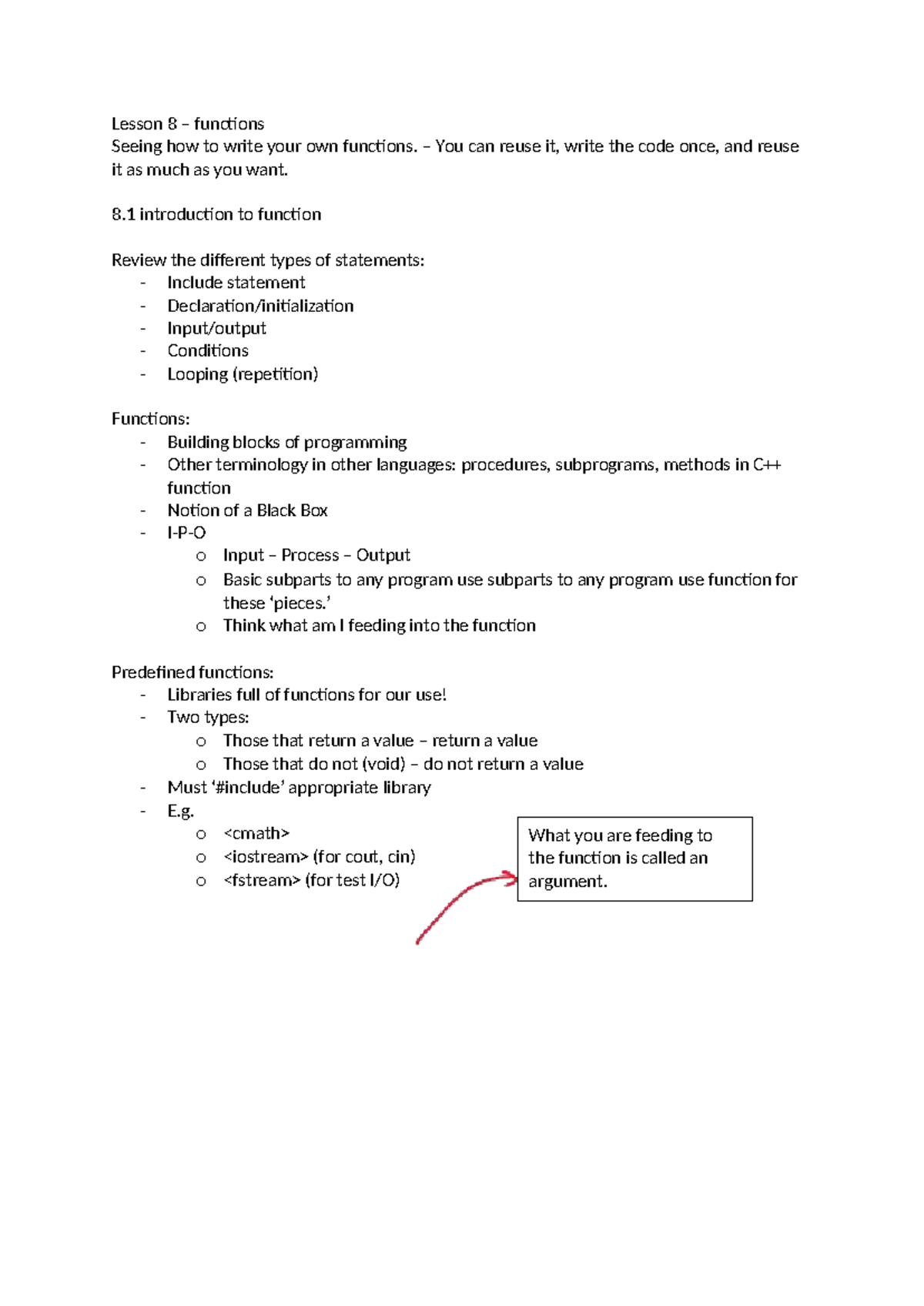 Lesson 8: Functions - Writing and Utilizing Your Own Functions - Studocu