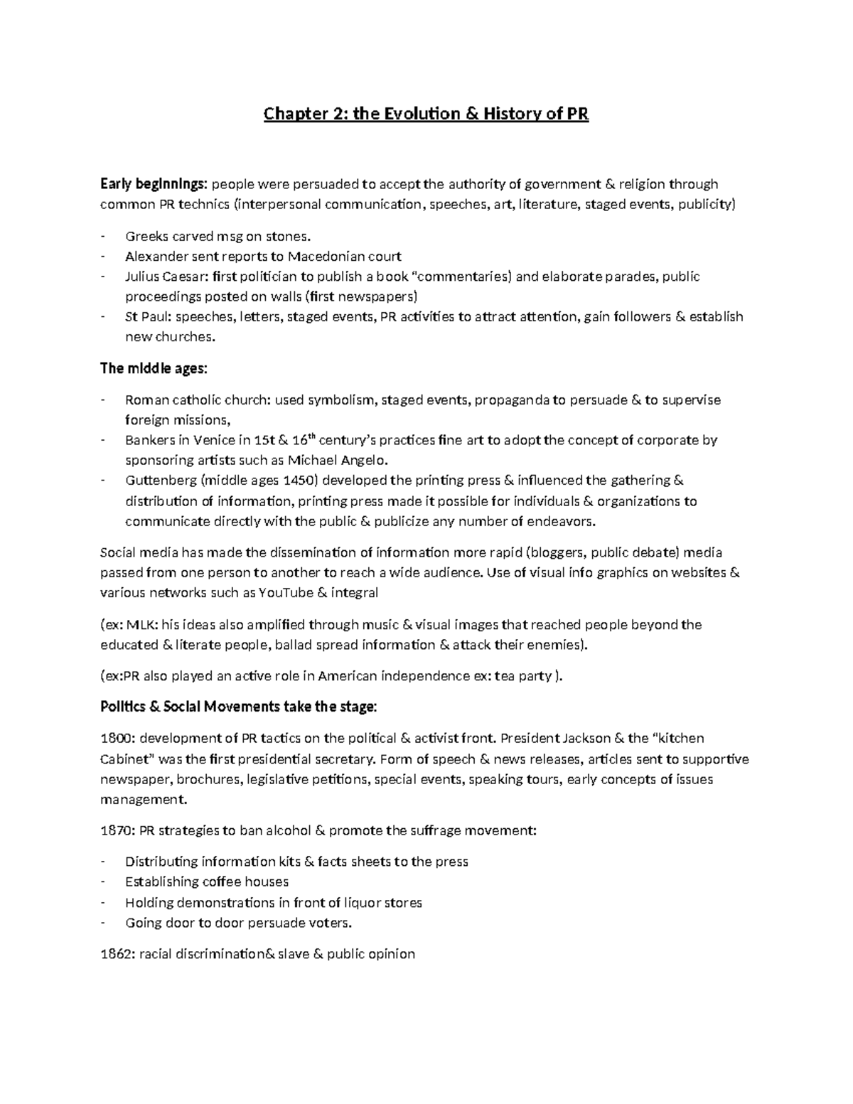 Week 5-6: Evolution and History of Public Relations (PRL 300) - Studocu