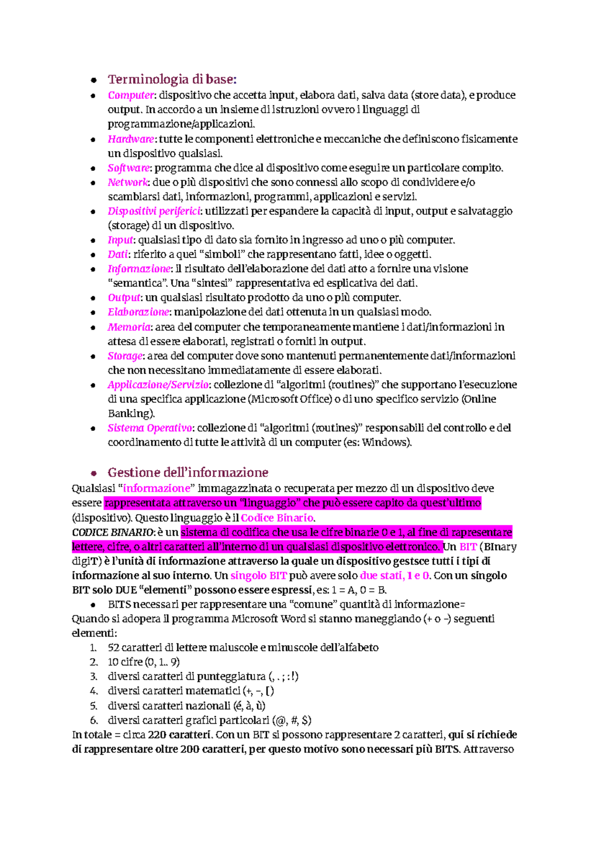 Terminologia di Base in Informatica: Dispositivi, Software e Reti (ITCD ...