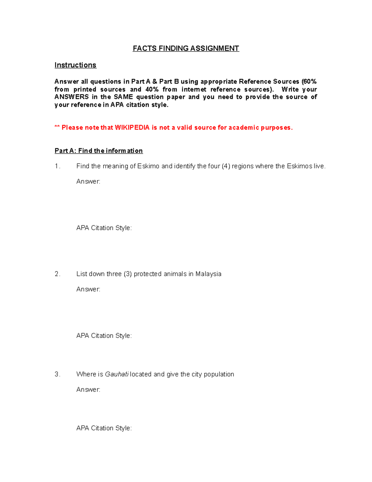 IMD111- Group Assignment 2 - Instructions FACTS FINDING ASSIGNMENT ...