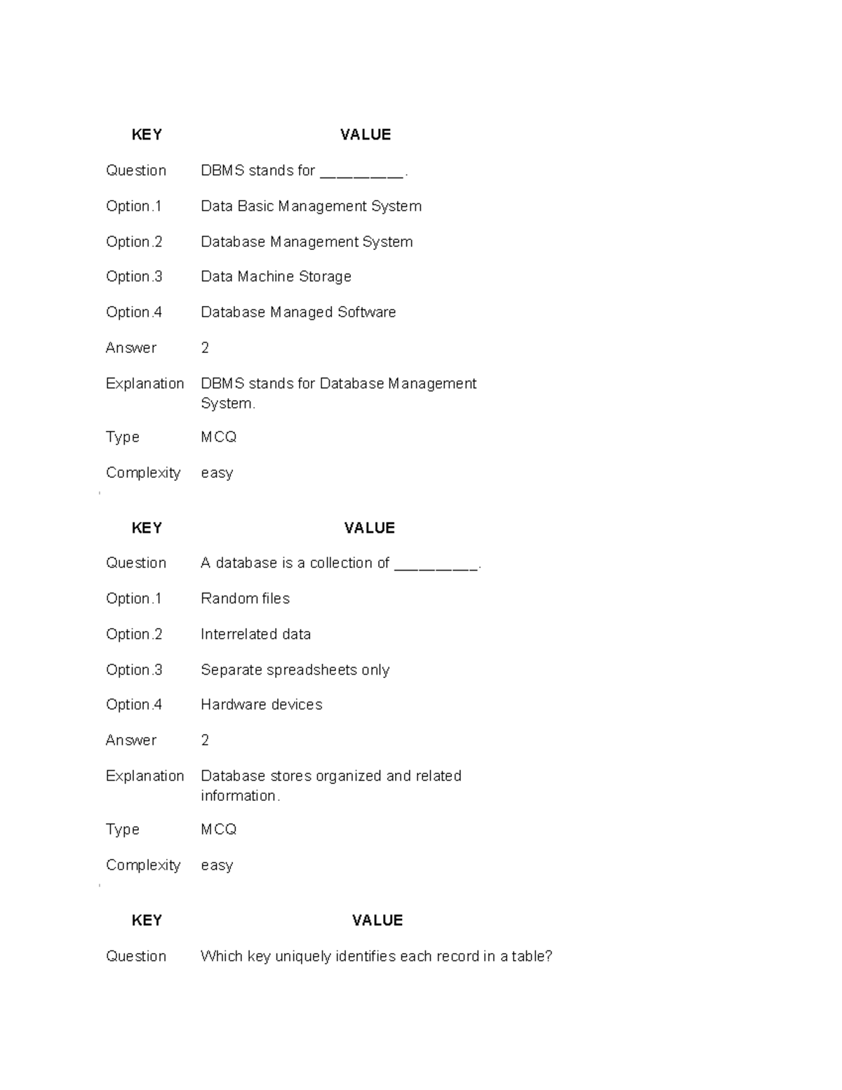 DBMS MCQ Question Bank for Database Management System - Studocu