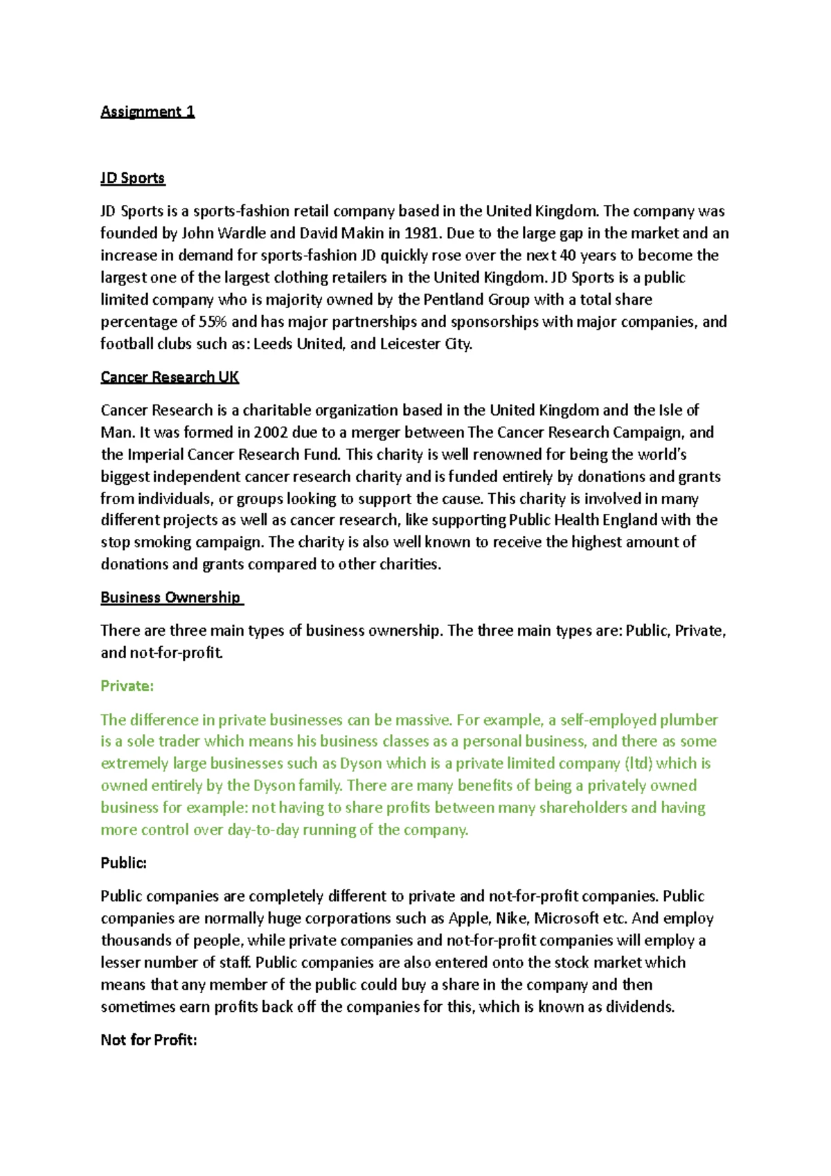 Unit 1 B1: Organisational Structures and Functional Areas Overview ...
