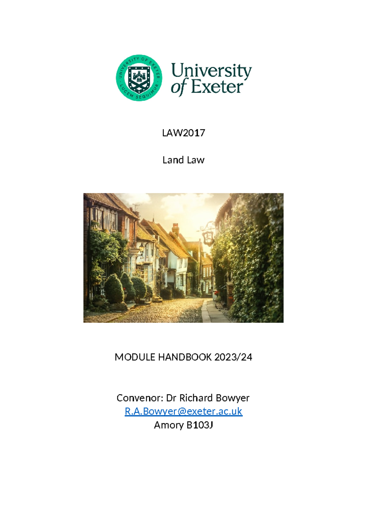 LAW2017 Land Law Handbook-10 - LAW Land Law MODULE HANDBOOK 2023 ...